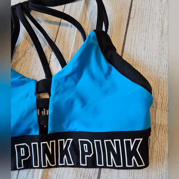 Victoria's Secret PINK Blue and black sports Bra. Size Small - Picture 4 of 4